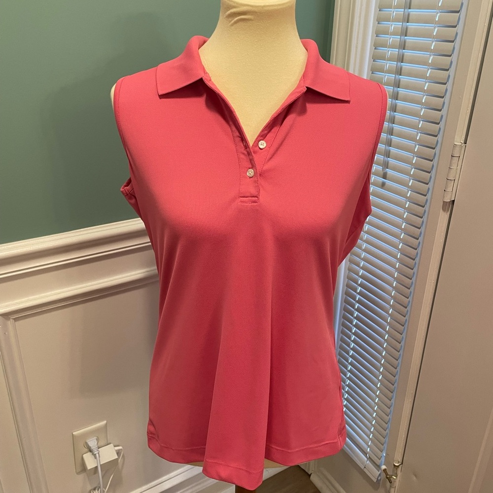 Women’s Greg Norman Sleeveless Collared Pink Shirt Large